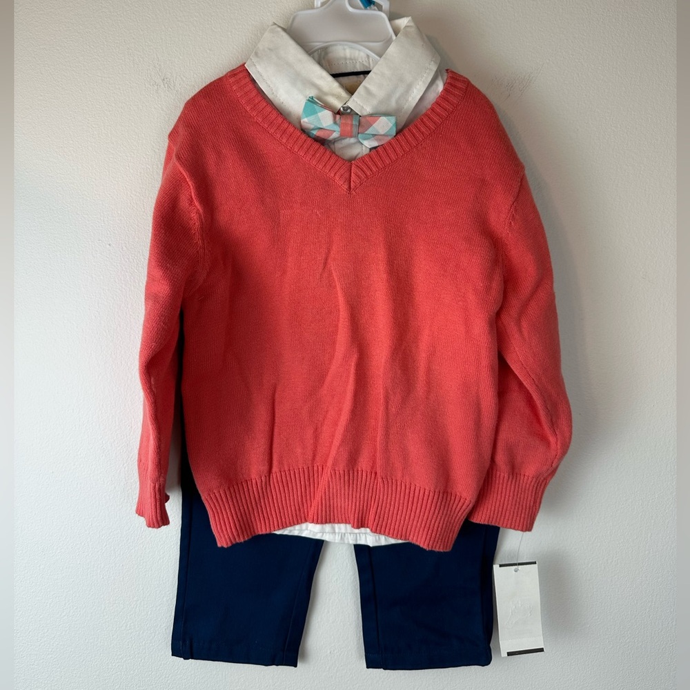 BEETLE & THREAD Coral Navy & White Baby Boy 4-Piece Matching Set NWT | 18-24M